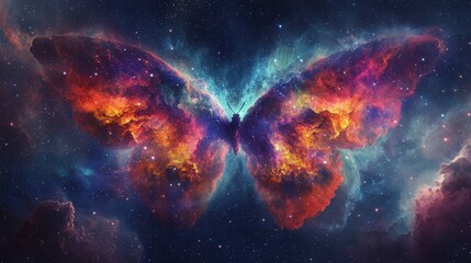 Obraz premium Butterfly Nebula, where its symmetrical wings of gas and dust create one of the most beautiful cosmic structures.