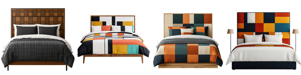 Vibrant and Patterned Bedding Designs for a Modern Bedroom Atmosphere  Curated collection of stylish and contemporary textile patterns to create a cozy and visually appealing bedroom setting