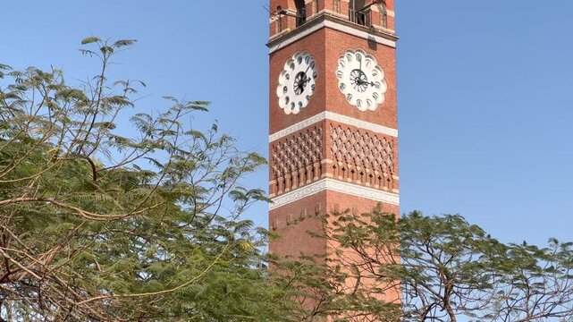 A tilt up shot of Ghanta ghar at Husainabad in Lucknow, India
