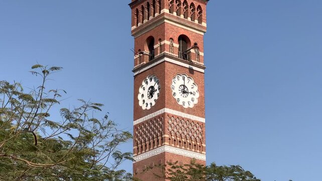 A tilt up shot of Ghanta ghar at Husainabad in Lucknow, India
