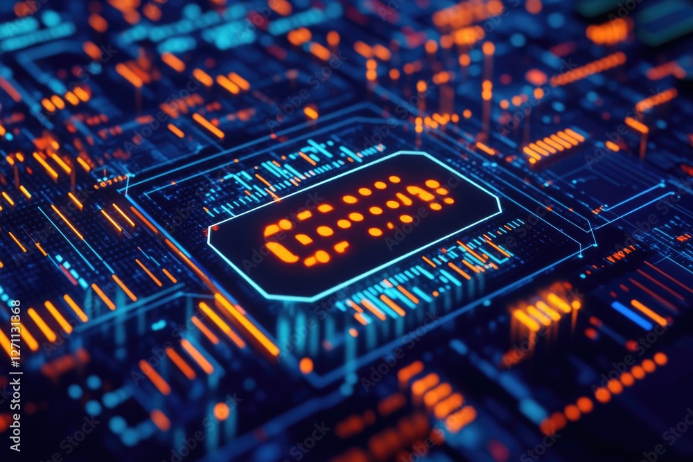Poster A close-up of a circuit board featuring a clock component