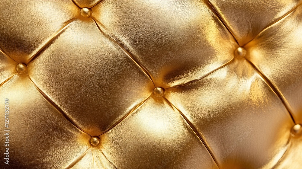 Aufkleber closeup view of luxurious golden upholstery with intricate tufting for an elegant design aesthetic :
