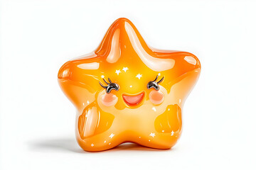 Smiling orange star character sits alone. A cute, cheerful ornament