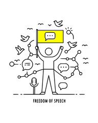 Simple Stroke Line Art of Freedom of Speech Concept - Minimalist Expression Design