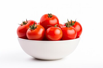 Tomatoes in a bowl with white background and tomato paste