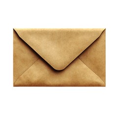 Realistic brown kraft paper envelope with neatly folded flap on transparent background.