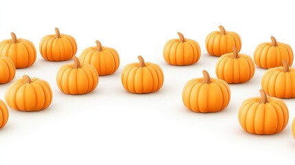 Autumn Harvest Pumpkins - A collection of small, orange pumpkins arranged on a white background. Perfect for fall themes