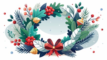 Obraz premium The natural beauty of pinecones and red berries is artfully arranged in this traditional Christmas wreath, its rustic charm and festive appeal creating a heartwarming and inviting image ideal for hol