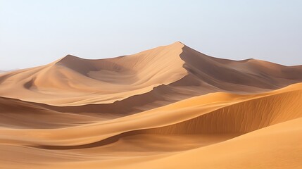Majestic sand dunes under a pale sky.