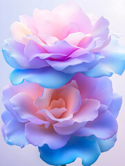 Two pastel roses bloom with soft light, used for greetings, design, and decoration
