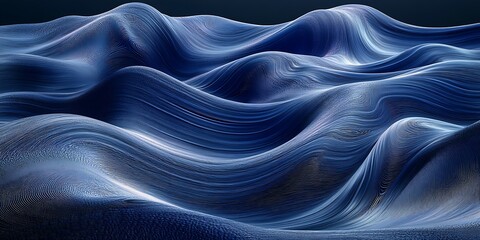 Naklejka premium Abstract Blue Waves, Dynamic Movement, Background, Modern Art, Wallpaper