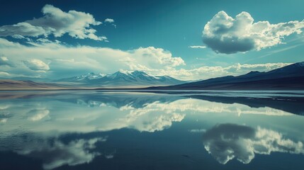 surreal shot of Salar de Uyuni, where the salt flats create a mirror effect, blending the sky with the ground.