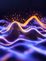 Waves of Glowing Particles Flowing, Backdrop for Tech, Modern Look, Elegant Style