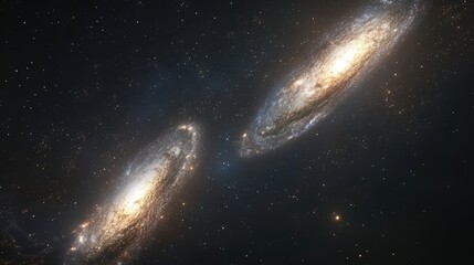 Fototapeta premium Large and Small Magellanic Clouds, two satellite galaxies of the Milky Way, glowing faintly in the night sky