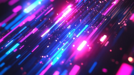 Obraz premium Neon Blue And Pink Light Streaks Abstract Background, Glowing Digital Art Illustration.