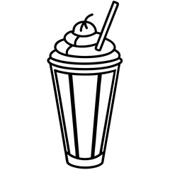 Retro Milkshake Line Art Design