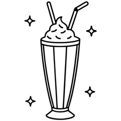 Retro Milkshake Line Art Design