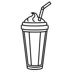 Retro Milkshake Line Art Design
