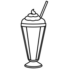 Retro Milkshake Line Art Design