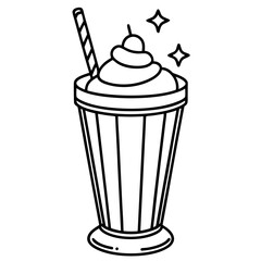 Retro Milkshake Line Art Design