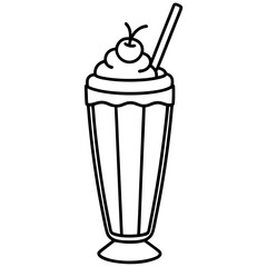 Retro Milkshake Line Art Design
