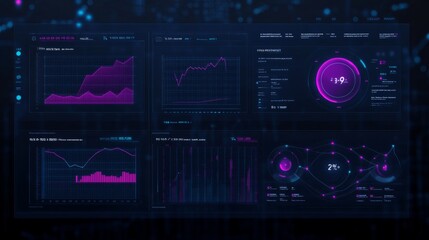 Dynamic Futuristic Business Dashboard with Data Visualizations