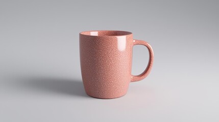 Red Speckled Ceramic Mug on Grey Background