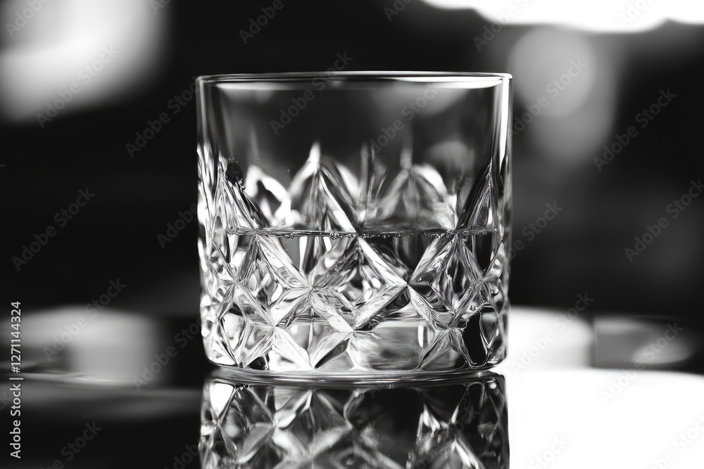 Fototapete a close-up view of a glass sitting on a table, with no other objects in the scene