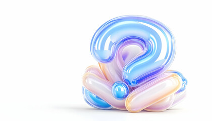 Fototapeta premium 3D Shiny Question Mark on White. Concept of confusion and problem solving