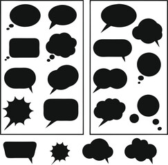 Black speech bubbles set