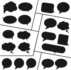 Black speech bubbles set