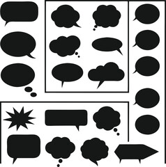 Black speech bubbles set