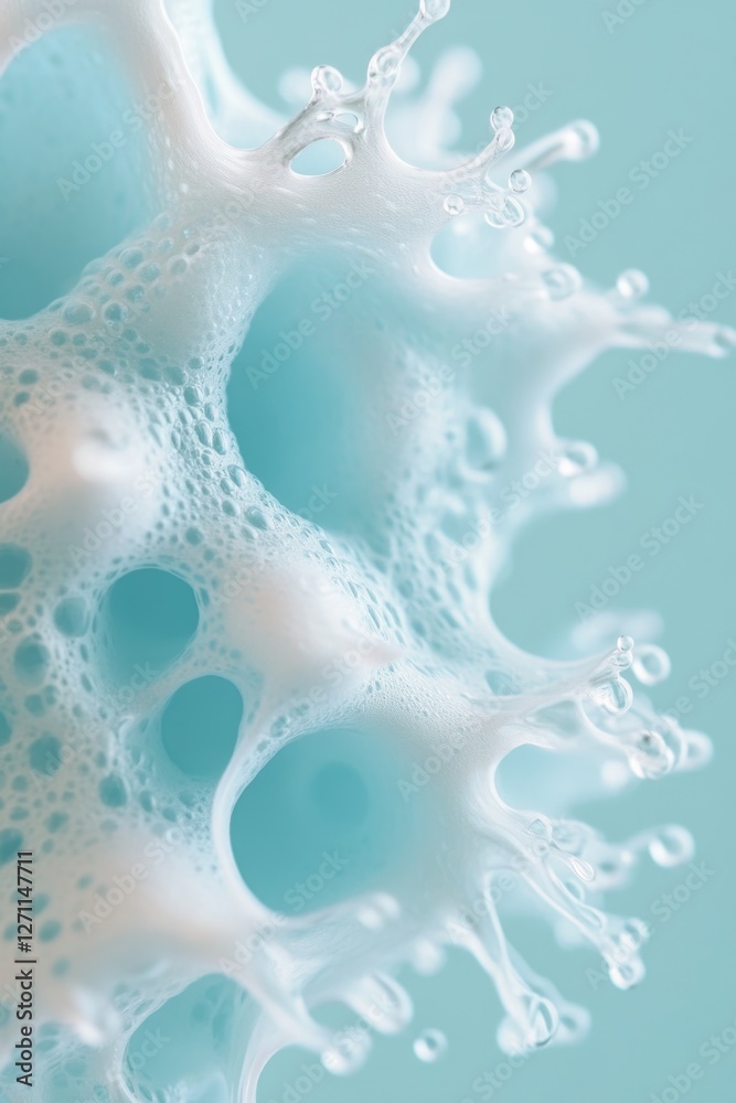 Poster a close-up shot of a white substance on a blue surface, perfect for use in medical or science-relate