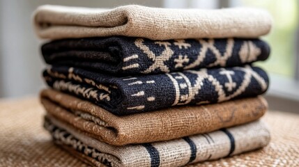 african mud cloth art, handwoven mud cloth textiles in brown, black, and white with traditional malian symbols showcase african heritage authenticity through rustic textures and natural dyes