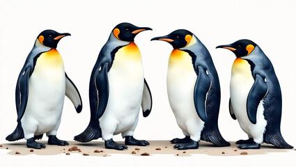 Obraz premium An artistic image of penguins depicted in a unique style, such as watercolor painting or digital illustration, showcasing creativity.