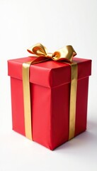 Obraz premium Red and gold gift bow on a white background isolated, gift wrap, festive