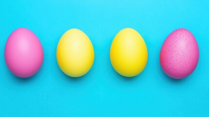 Colorful Easter Eggs on a Bright Background