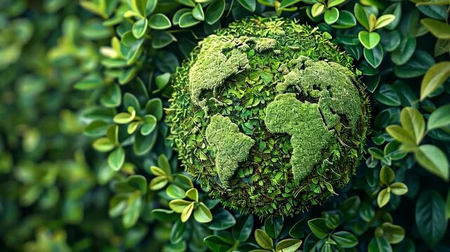 Eco logistics and sustainability principles for the future of our planet visualized with green foliage