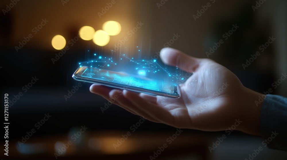 Poster phone that projects a 3d interface into the air, allowing users to interact without touching a scree