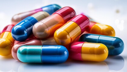 colorful pills on white