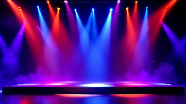 Dynamic Color Burst: Vibrant Stage Lighting Animation. Perfect for concert posters, music videos, event promotions, DJ sets, nightclub visuals, and more. High-energy, mesmerizing, and visually        