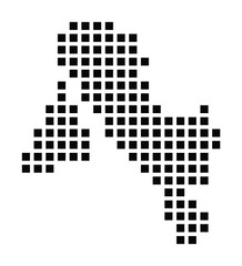 Symbol Map of the City Elsene_Ixelles (Belgium) showing the city with a pattern of just a few black squares