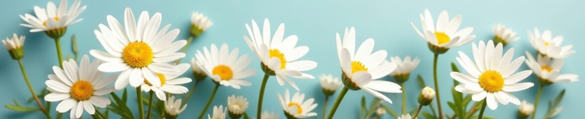 Fototapeta premium Whimsical bouquet of white daisies with floral wire, floral wire, spring blooms, flowers