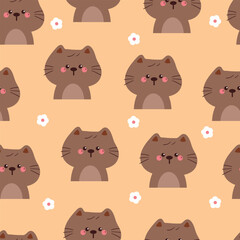 seamless pattern cute cartoon cat. animal pattern for wallpaper, background and gift wrap paper