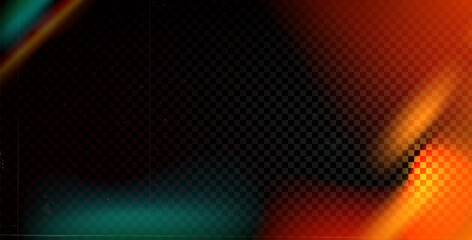 Old photo light leak overlay effect with colorful gradient. Camera film filter. Abstract retro lens flare effect background. Frame screen with dust and bokeh noise. Blur refraction vector backdrop.