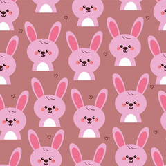 seamless pattern cute cartoon pink bunny. animal drawing for wallpaper, pattern, background
