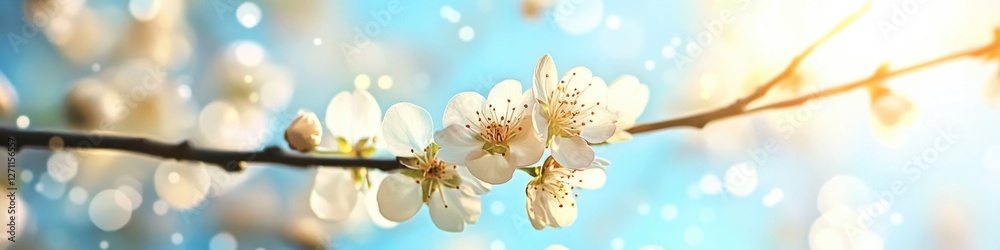 Poster A single flower grows on a tree branch, offering a delicate and intricate view