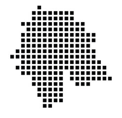 Symbol Map of the City Zuerich (Switzerland) showing the city with a pattern of just a few black squares