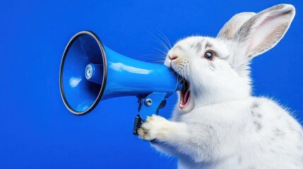 Fototapeta premium Cute Rabbit with a Megaphone A Captivating Image