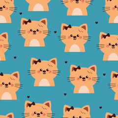 seamless pattern cute cartoon cat. animal pattern for wallpaper, background and gift wrap paper